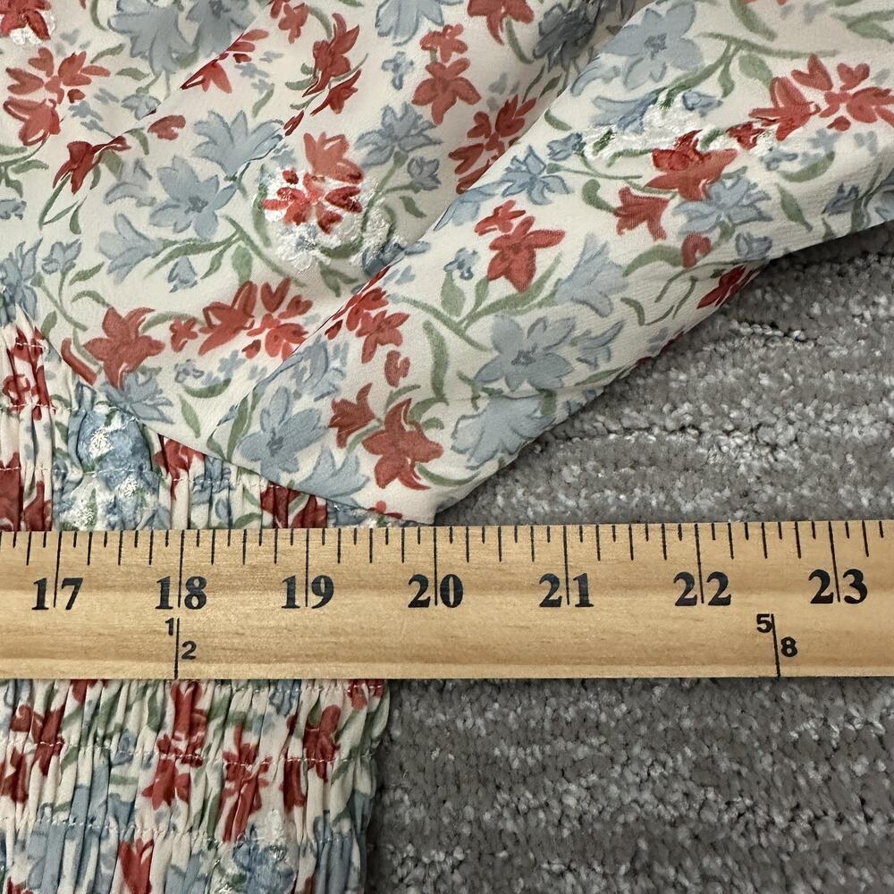 Mikarose Dress Womens XXL Blue Red Floral Smocked Square Neck Maxi Sundress Boho - Picture 13 of 16